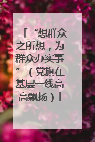 “想群众之所想，为群众办实事”（党旗在基层一线高高飘扬）