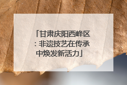 甘肃庆阳西峰区：非遗技艺在传承中焕发新活力