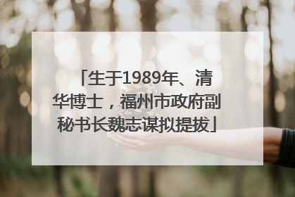 生于1989年、清华博士，福州市政府副秘书长魏志谋拟提拔