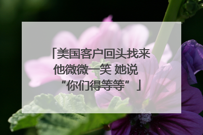 美国客户回头找来 他微微一笑 她说“你们得等等”