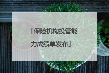 保险机构投管能力成绩单发布