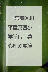 东城区和平里第四小学举行三幕心理剧展演