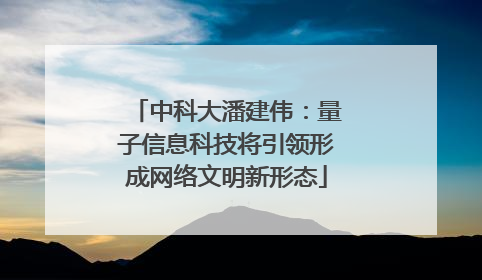 中科大潘建伟：量子信息科技将引领形成网络文明新形态