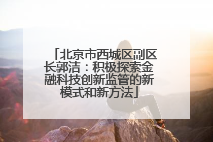 北京市西城区副区长郭洁：积极探索金融科技创新监管的新模式和新方法