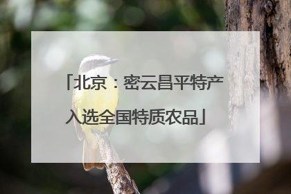 北京：密云昌平特产入选全国特质农品