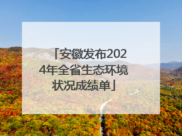 安徽发布2024年全省生态环境状况成绩单