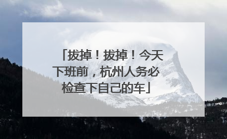拔掉！拔掉！今天下班前，杭州人务必检查下自己的车