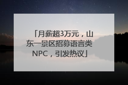 月薪超3万元，山东一景区招募语言类NPC，引发热议