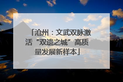 沧州：文武双脉激活“双遗之城”高质量发展新样本
