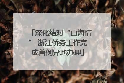 深化结对“山海情” 浙江侨务工作完成首例异地办理