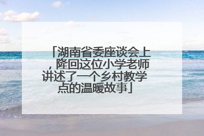 湖南省委座谈会上，隆回这位小学老师讲述了一个乡村教学点的温暖故事