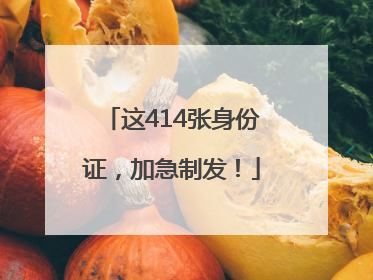 这414张身份证，加急制发！