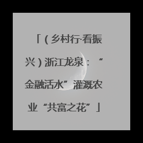 （乡村行·看振兴）浙江龙泉：“金融活水”灌溉农业“共富之花”