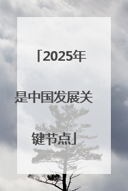 2025年是中国发展关键节点